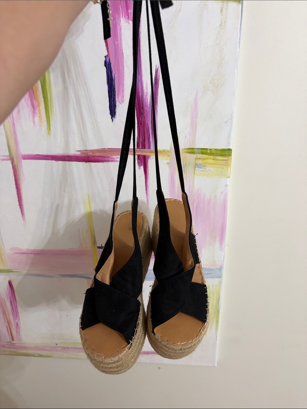 Black Espadrille Platform Wedge Sandals - Women